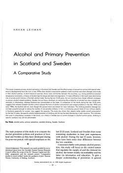 Alcohol and Primary Prevention in Scotland and Sweden