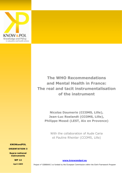 The WHO Recommendations and Mental Health in France: The real