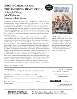 SOUTH CAROLINA AND THE AMERICAN REVOLUTION