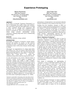 Experience Prototyping - Institut for Design