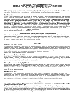 Incoming 9th Grade Summer Reading List