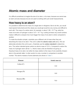 Atomic mass and diameter