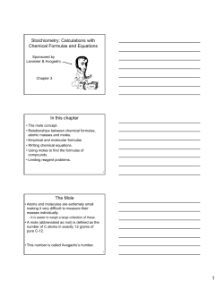 Stoichiometry: Calculations with Chemical Formulas and Equations