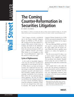 The Coming Counter-Reformation in Securities