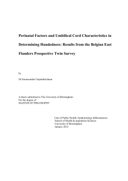 Perinatal Factors and Umbilical Cord Characteristics in Determining