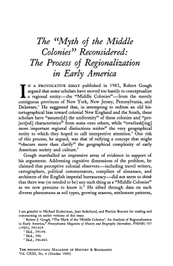 "Myth oj the Middle Colonies" Reconsidered