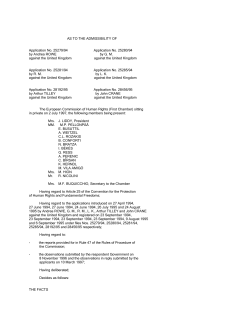 AS TO THE ADMISSIBILITY OF Application No. 25279/94