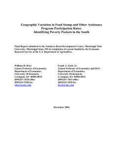 Project Title: Geographic Variation in Food Stamp, TANF, and SSI