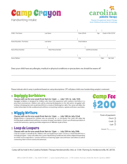 Handwriting Intake for Camp Crayon 2016, by Carolina Pediatric