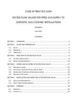 code of practice gu04 excess flow valves for piped gas supply to