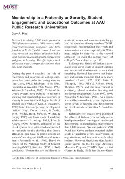 Membership in a Fraternity or Sorority, Student