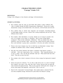 CHARACTER EDUCATION "Courage" Grades 9-12
