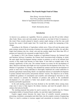 Potatoes: The Fourth Staple Food of China - FFTC-AP