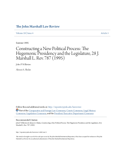 Constructing a New Political Process: The Hegemonic Presidency