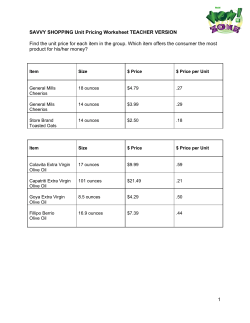 Gr6-8 Savvy Shopping Unit Pricing Worksheet TEACHER