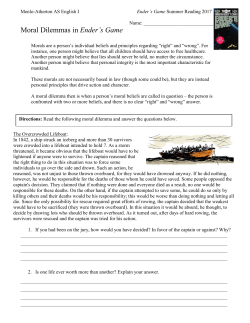 Moral Dilemmas in Ender`s Game - Menlo