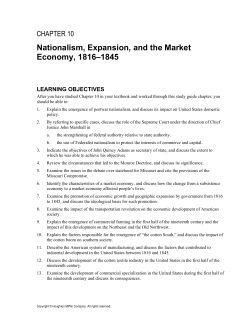 Nationalism, Expansion, and the Market Economy, 1816&ndash;1845