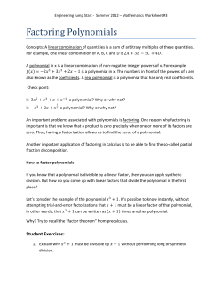Factoring Polynomials