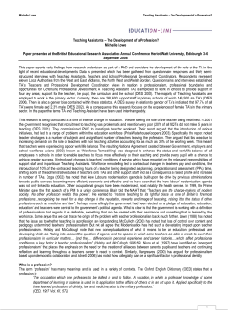 Teaching Assistants – The Development of a Profession? Michelle