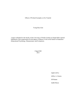 Effects of Worked Examples on Far Transfer Young Ran, Kim A