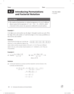 Introducing Permutations and Factorial Notation