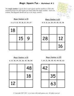 Magic Square Fun - Worksheet # 2