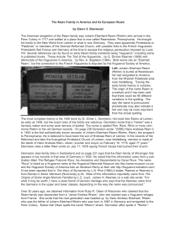 Ream Family in America and its European Roots.