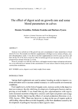 The effect of digest acid on growth rate and some blood parameters