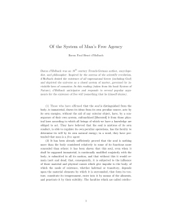 Of the System of Man`s Free Agency