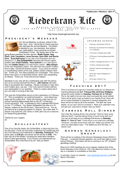 Liederkranz Life-February-March 2017