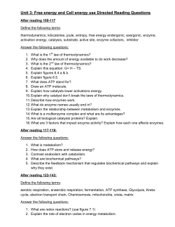 Unit 3: Free energy and Cell energy use Directed Reading Questions