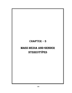 CHAPTER &ndash; 3 MASS MEDIA AND GENDER STEREOTYPES