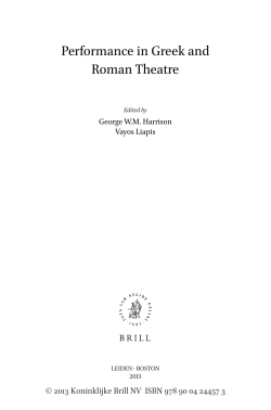 Performance in Greek and Roman Theatre