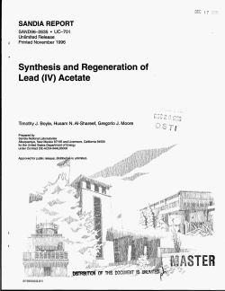 Synthesis and Regeneration of Lead (IV) Acetate