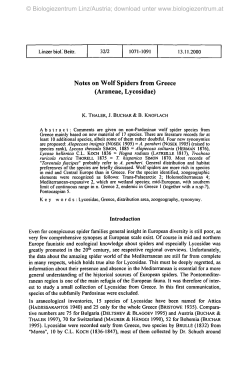 Notes on Wolf Spiders from Greece (Araneae, Lycosidae)