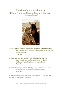 A series of three articles about Klaus Ferdinand Hempfling and his