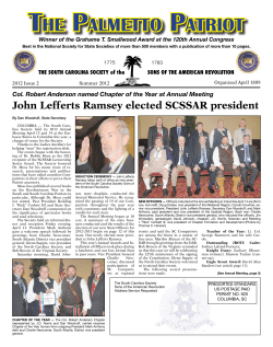 the palmetto patriot - South Carolina Society Sons of the American
