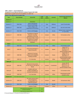 EDSE &ndash; Cohort 7 &ndash; Course Schedule for Exceptional Learner