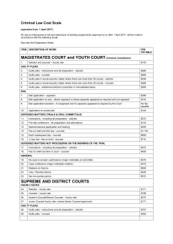 Criminal Law Cost Scale Form - Legal Services Commission of