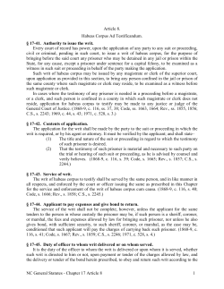 Habeas Corpus Ad Testificandum.