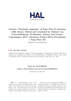 Oration ``Claritudo sanguinis`` of Pope Pius II (Autumn 1460, Siena