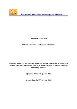 European Food Safety Authority- AHAW/04-027