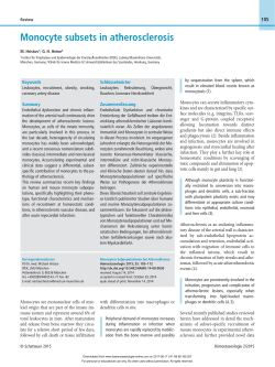 Monocyte subsets in atherosclerosis