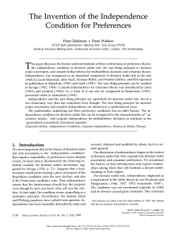 The Invention of the Independence Condition for Preferences