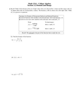 Math 1314 &ndash; College Algebra Section 3.2 Domain and Range