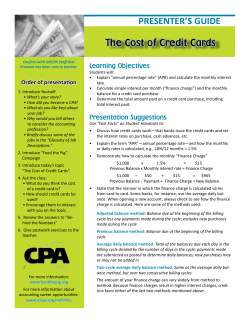 The Cost of Credit Cards PRESENTER`S GUIDE
