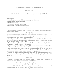 BRIEF INTRODUCTION TO PAINLEV&Eacute; VI &bull; Introduction