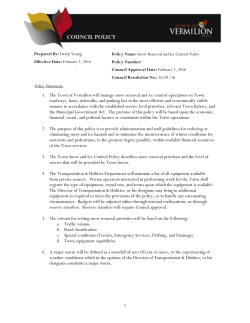1 1. The Town of Vermilion will manage snow removal and ice