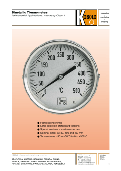 Bimetallic Thermometers for Industrial Applications, Accuracy Class 1