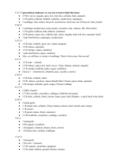 3/4 lbs: tat soi, arugula, spicy